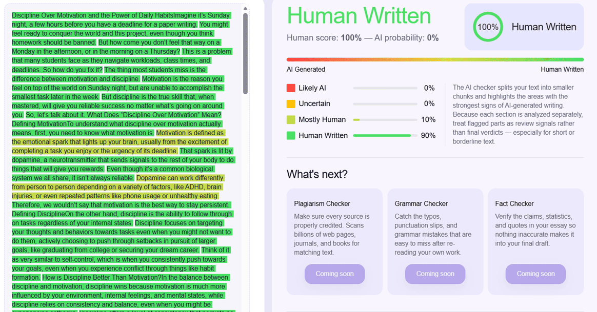 Result for human text