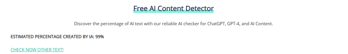 Results for AI-generated text 6
