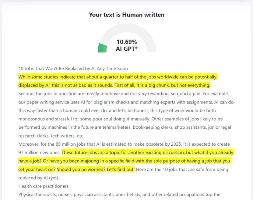 Results for human text 8